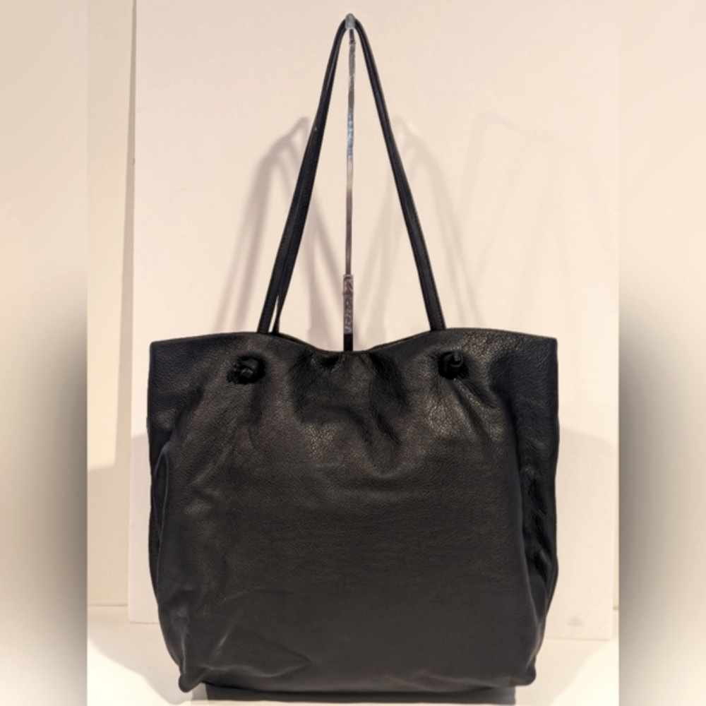 Eileen Fisher Pebbled Leather Hobo Shoulder Bag in Black